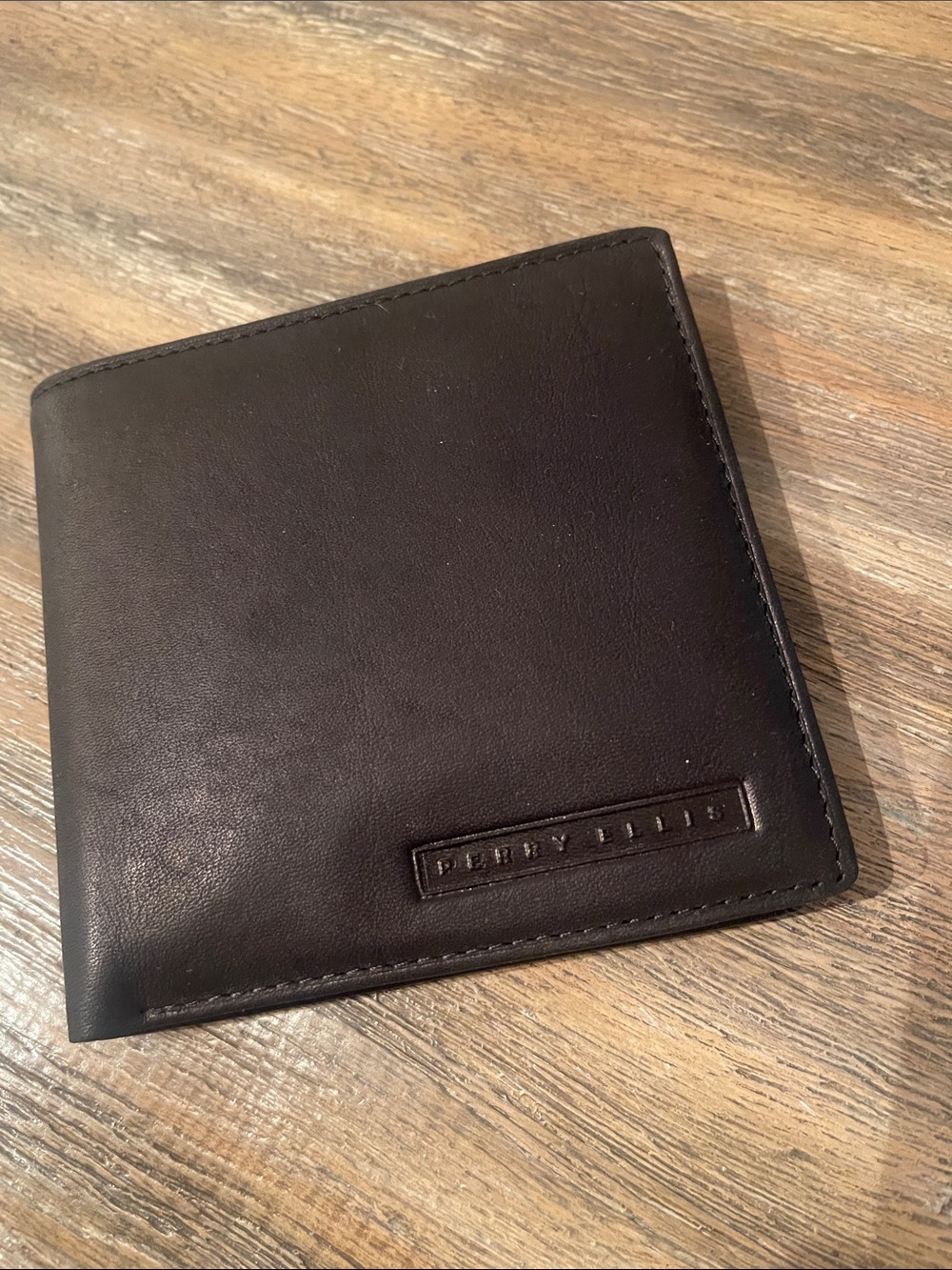 Perry Ellis Black Leather Bi-Fold Wallet
